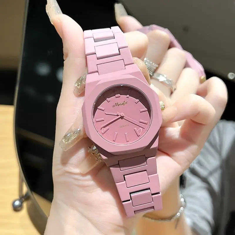 2024 New Women\'s Light Luxury Candy Color Design Large Dial Steel Belt Waterproof Women\'s Watch Fashion Sports Watches