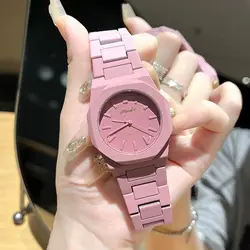 2024 New Women's Light Luxury Candy Color Design Large Dial Steel Belt Waterproof Women's Watch Fashion Sports Watches