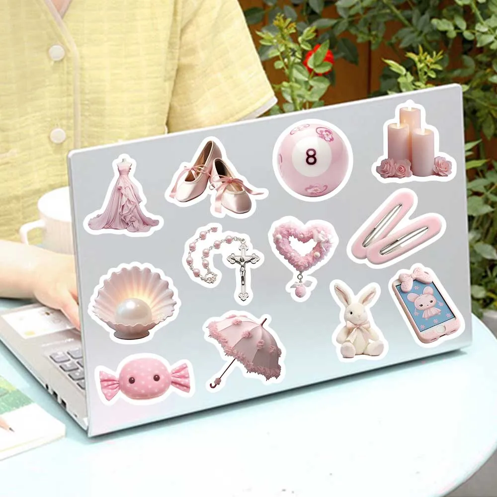 50PCS Ins 3D Pink Kawaii Elegant Ballet Girls DIY Stickers Aesthetic Fridge Laptop Phone Diary Car Vinyl Decoration Gift Sticker