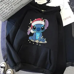 Autumn Disney Christmas Women Hoodies Xmas Stitch Graphic Printed Sweatshirt Casual Long Sleeves Clothing Pullover Streetwear