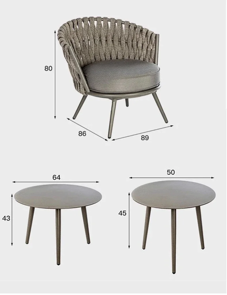 Villa all'aperto cortile divano in rattan terrazza dell'hotel sedia in rattan in famiglia combinazione tavolino balcone esterno divano per il tempo libero