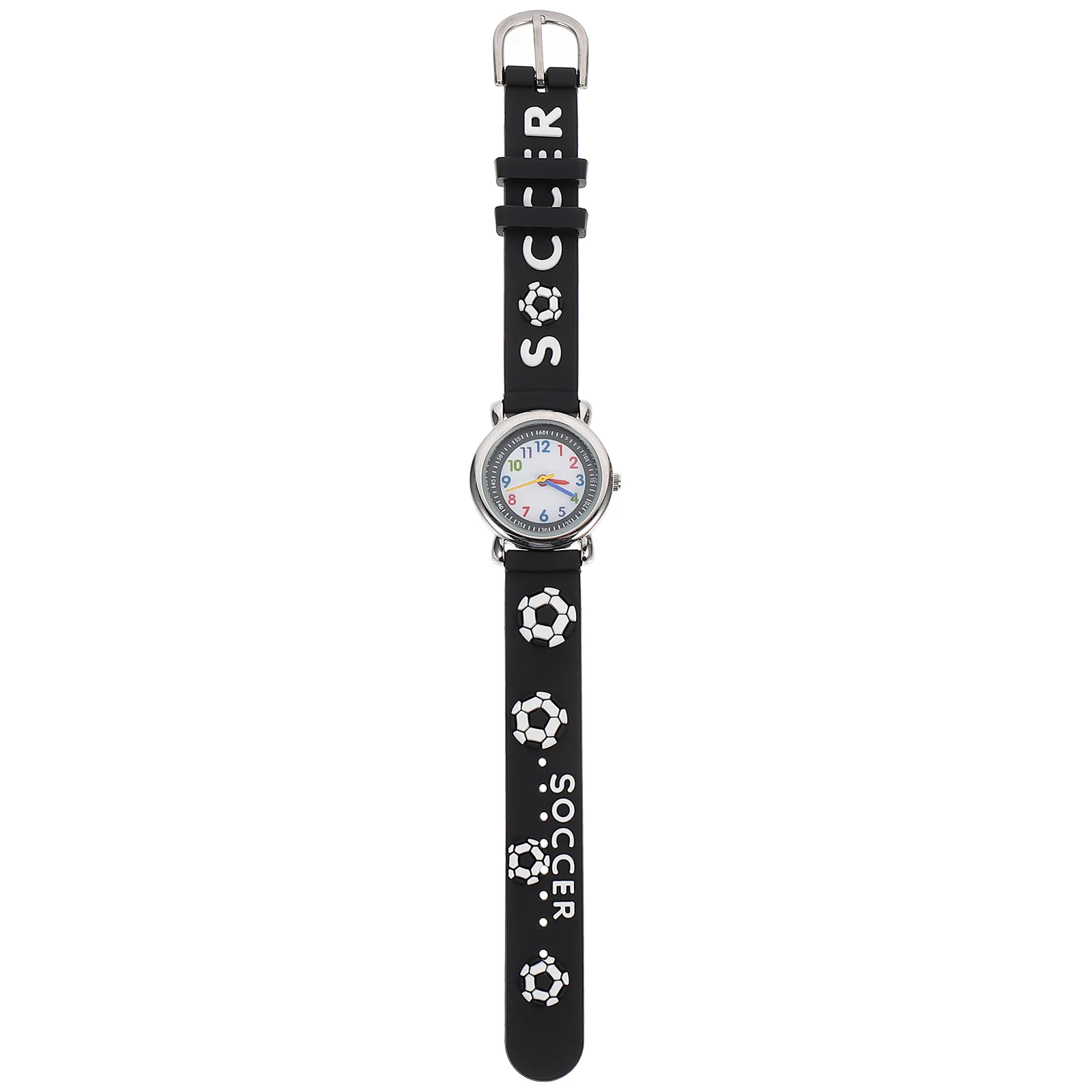 Quartz Watch Wrist 3D Cartoon Football Pattern Large Dial Easy Read Student Watch Durable Gift for Football Lover