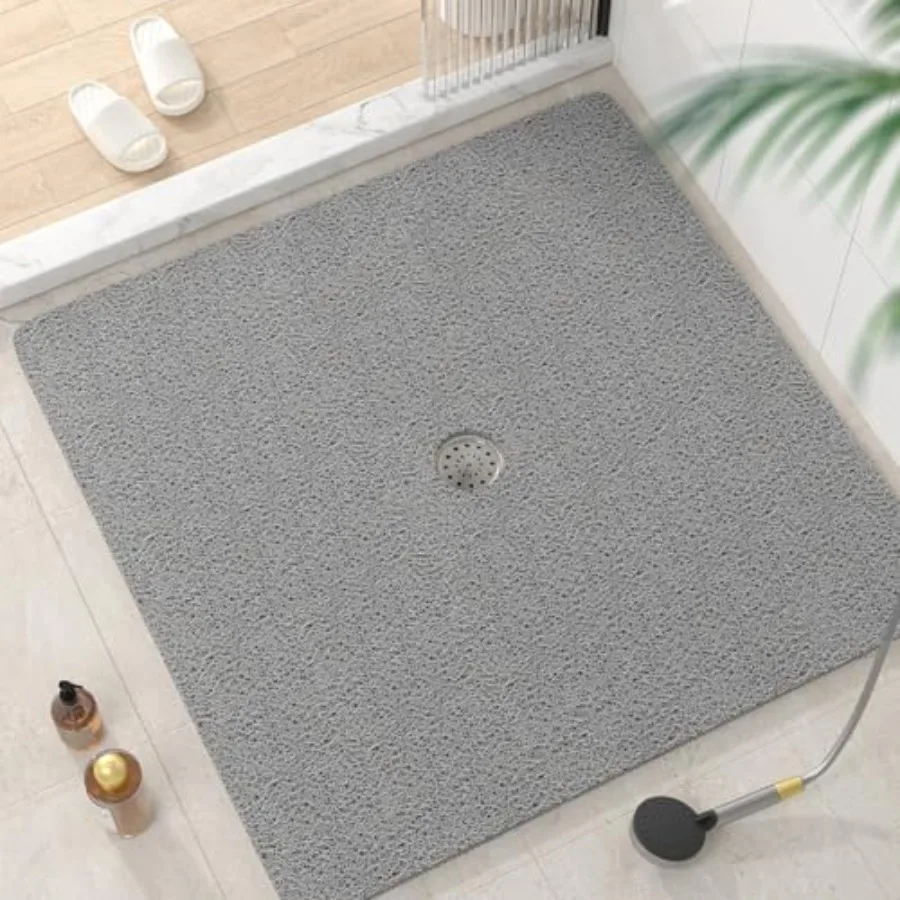 

Square Shower Mat 40 x 40 Inch Non Slip Bath Mat for Tub Soft PVC Loofah Bathtub Mats with Drain Holes Quick Drying Bathroom St