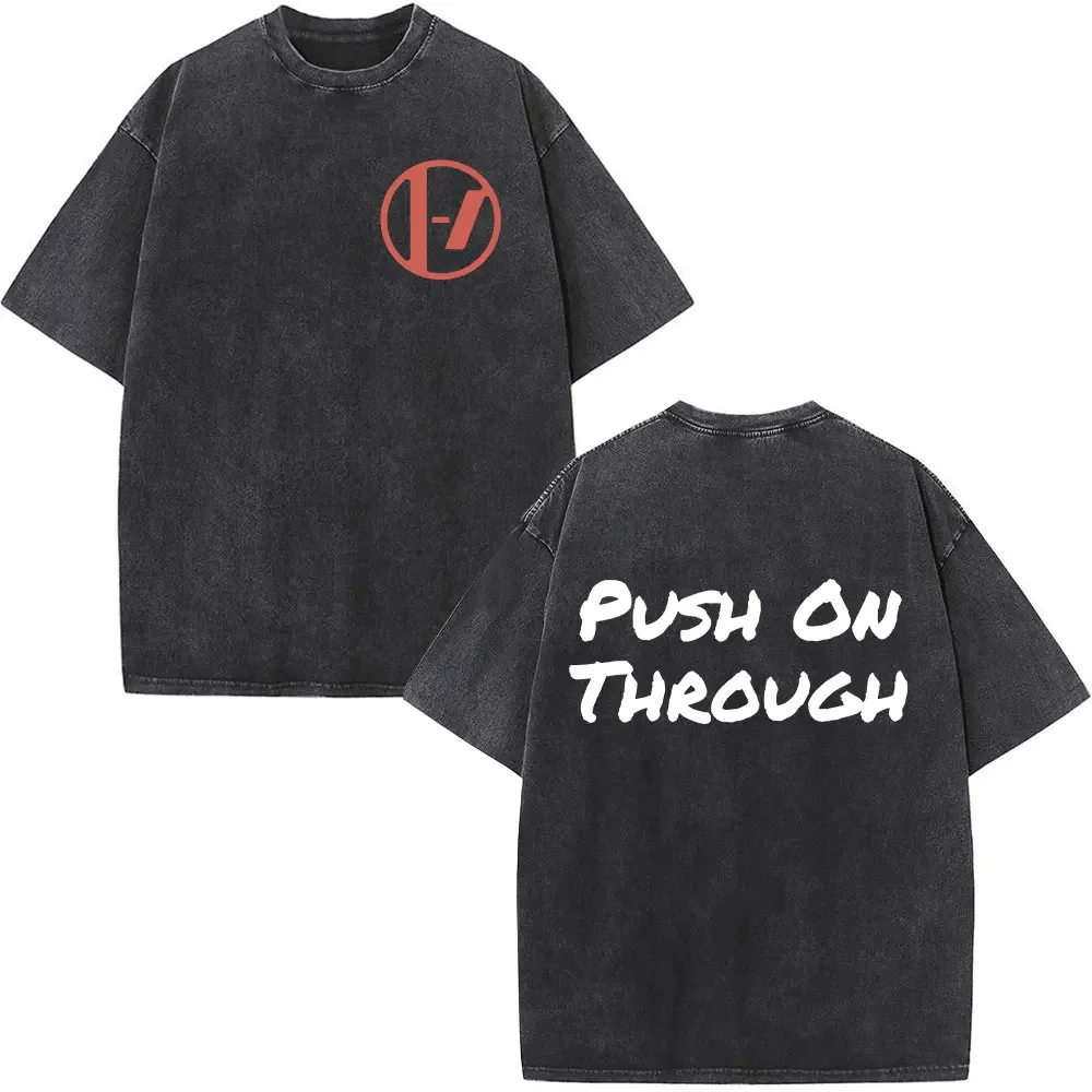 Washed T-shirt Rock Band Twenty One Pilots graphic Vintage Men Women Fashion Hip Hop T-shirts Cotton Casual T Shirt Streetwear image 4