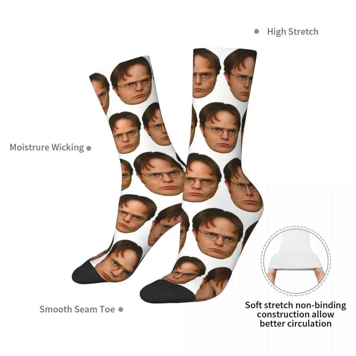 Dwight Schrute 'S Prachtige Hoofd Sokken Harajuku Hoge Kwaliteit Kousen Hele Seizoen Lang Sokken Voor Man 'S Vrouw Verjaardagscadeau