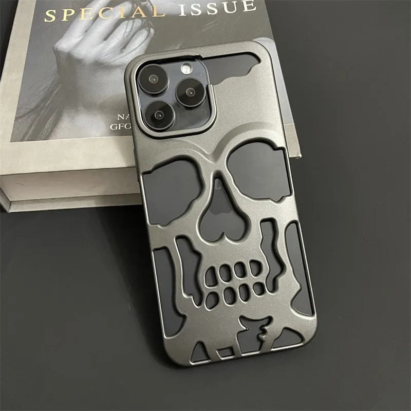 Coole Hohlraum-Wärmeableitungs-Handyhülle mit Totenkopf-Ghostface-Plattierung für iPhone 18 17 16 Pro Max 15 14 13, modische, schlanke Hülle – Detail 9