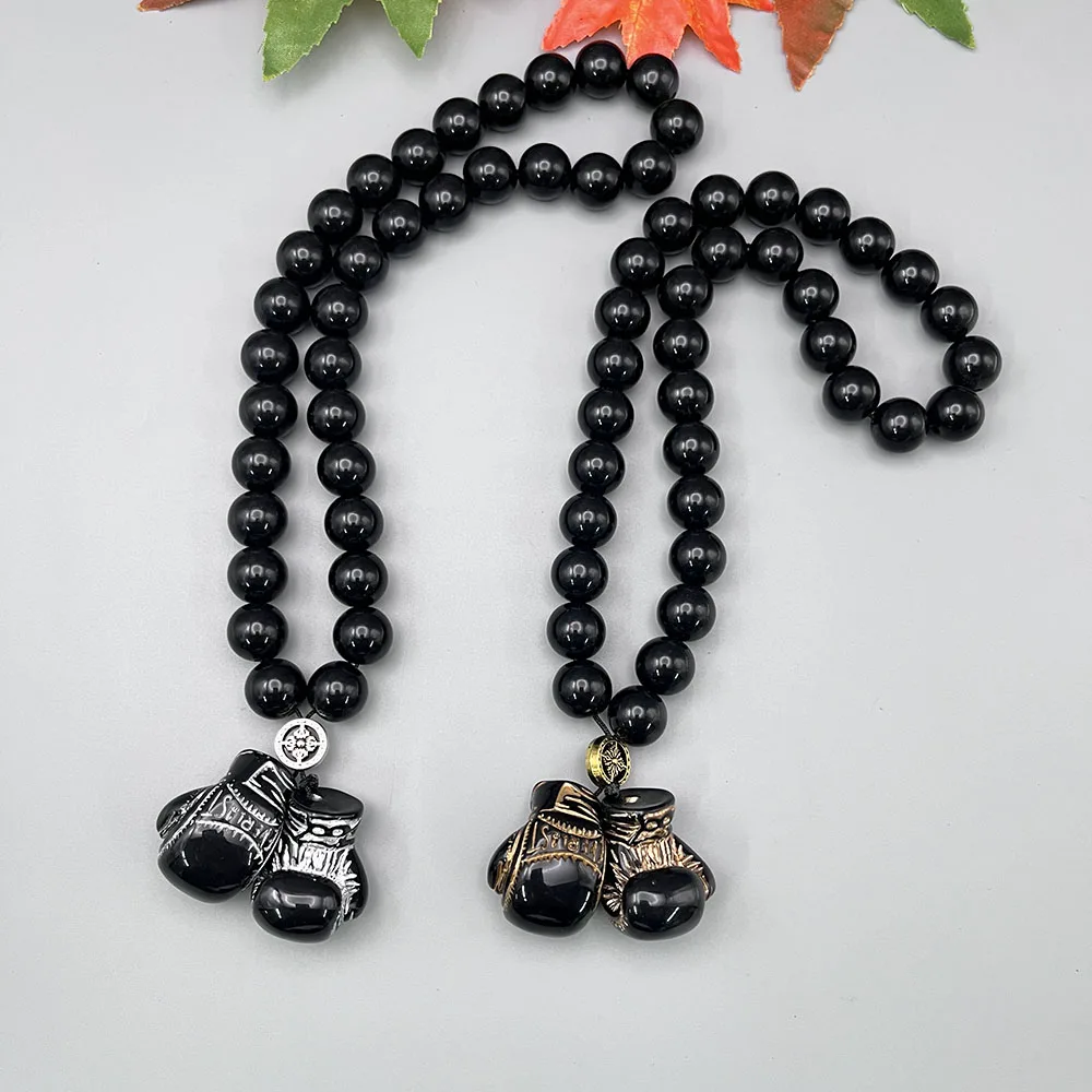 GS12 Boxing Glove EVERLAST Black Gold Silvery Beads 3D Stereo Resin DIY Decoration Strength And Wisdom Car Pendants Ornament