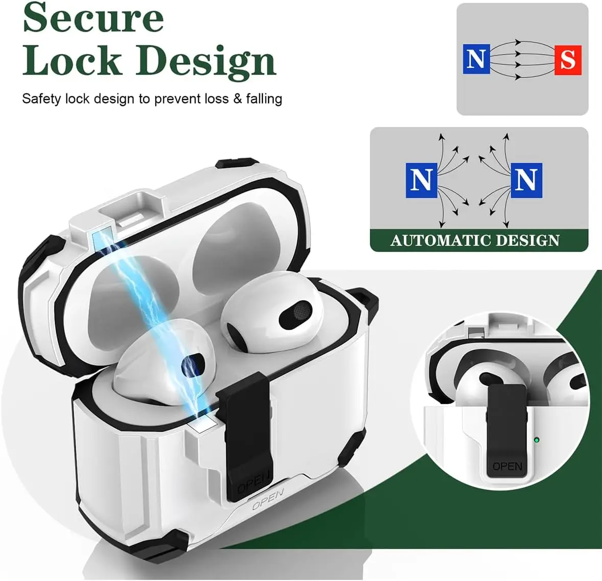 حافظة جديدة لجهاز Airpods Pro 3 (2025) مع قفل أمان وحامل هاتف مع حبل لجهاز AirPods Pro 3rd Generation Cas #2