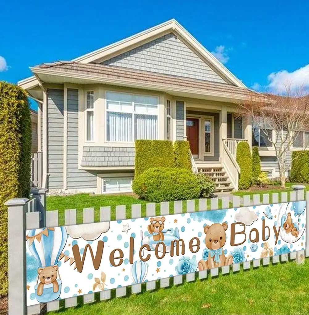 لافتة ترحيبية كبيرة لفناء الطفل ، ديكور حفلات استحمام الطفل ، لوازم حفلات الكشف عن الجنس ، خلفية التصوير الفوتوغرافي #5
