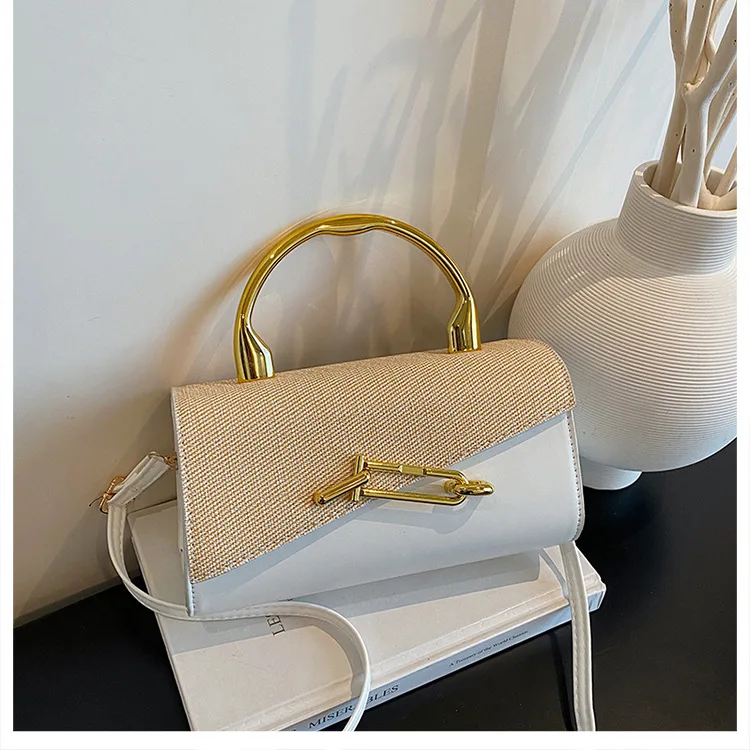 

Handheld box bag for women 2026 new model luxury PU patchwork shoulder bag suitable daily commuting versatile handbag