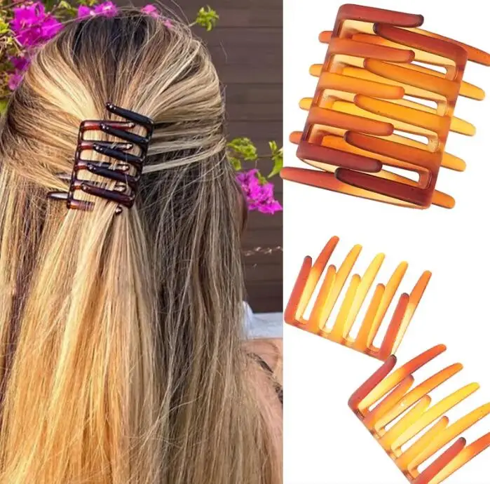 5Pcs Stretch Hair Clip Double Side Women Hair Comb Easy Thick Curly Styling Tool Ponytail Mohawk Bun Maker Accessories HA2718