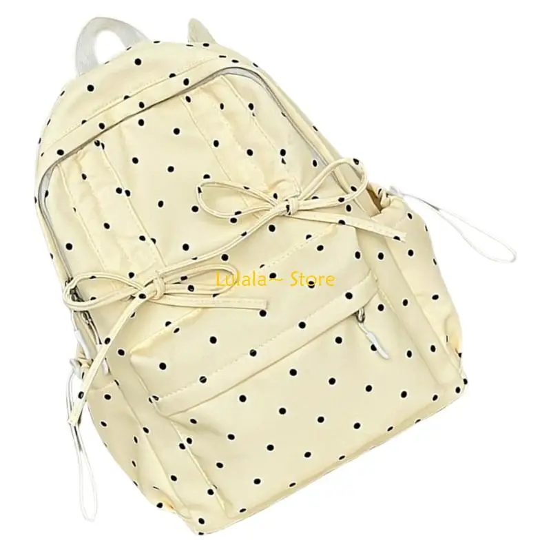 

Y4QA Fashionable Bowknot Heart Pattern Casual Backpacks For Teenagers Girls School Bag Daypacks With Spacious Main Pocket