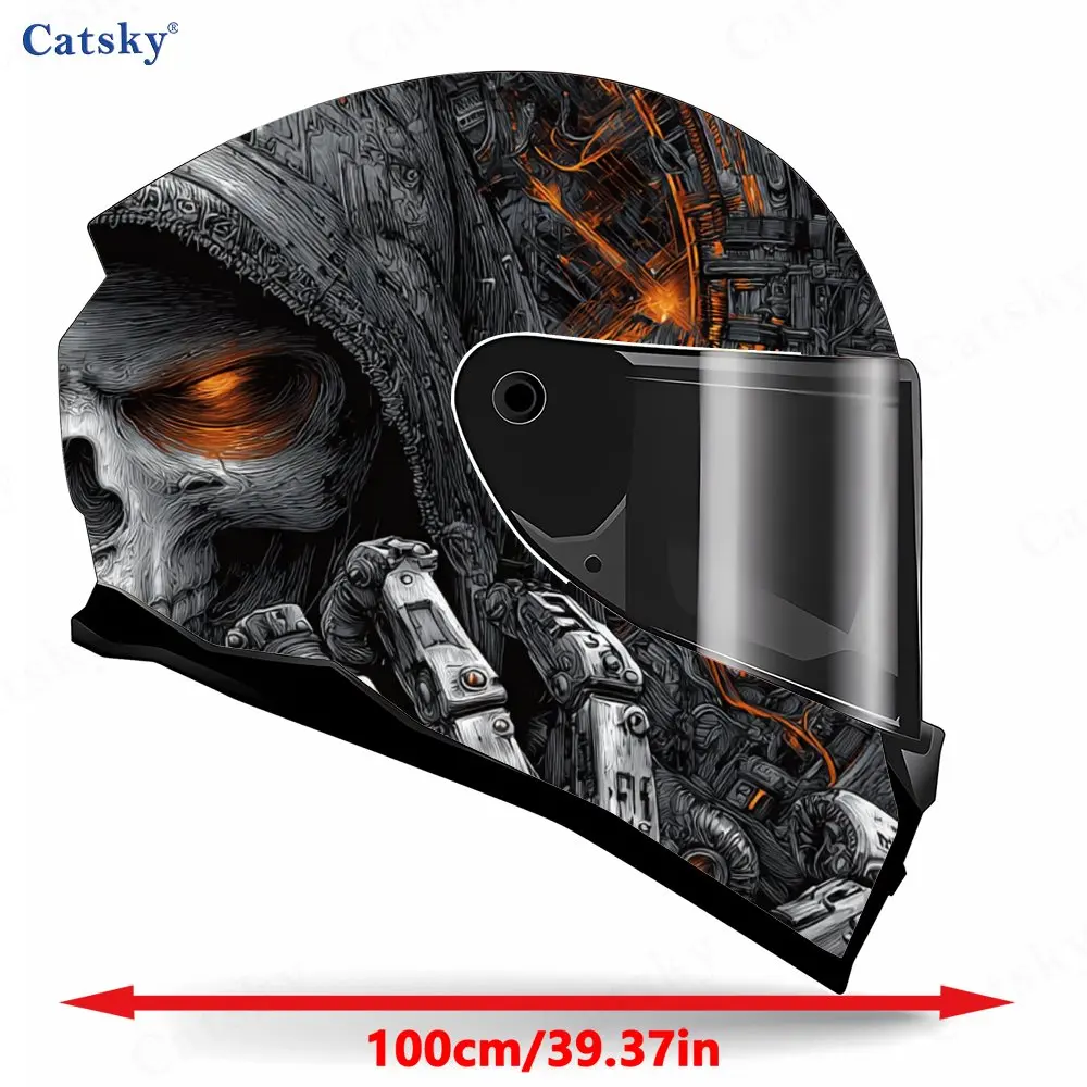 Mecha Flame-pupiled Grim Reaper Print Helmet stickers , PVC Material Multifunctional Helmet Stickers, Scratch-Resistant & Fade-P