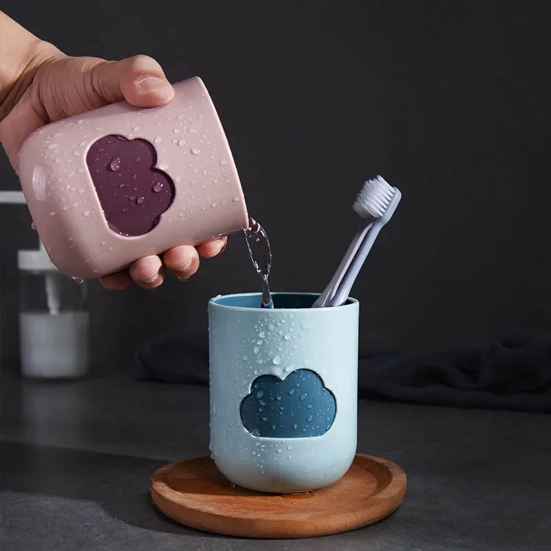 Cloud Pattern Toothbrush Cup Big Mouth Couples Cups Plastic Wash Tooth Mug Bathroom Supplies Household Daily Tools