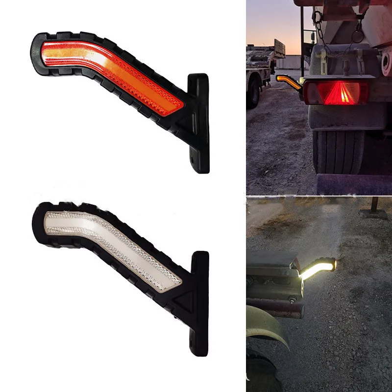 2x LED Trailer Stop Turn Signal Trailer Truck Side Marker Flowing Outline Light