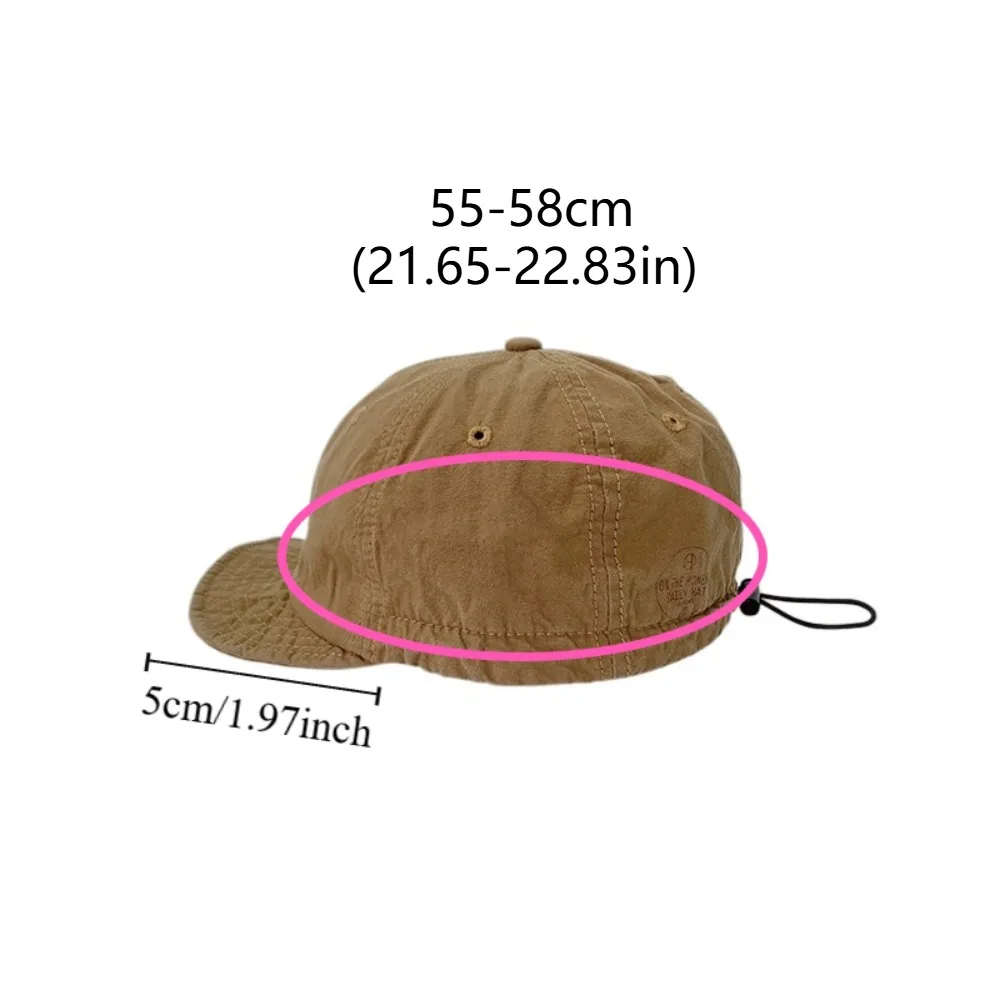 Simple Solid Color Short Brim Baseball Cap Drawstring Adjust Japanese Style Sun Hat Casual Sunscreen Cargo Baseball Cap Girl