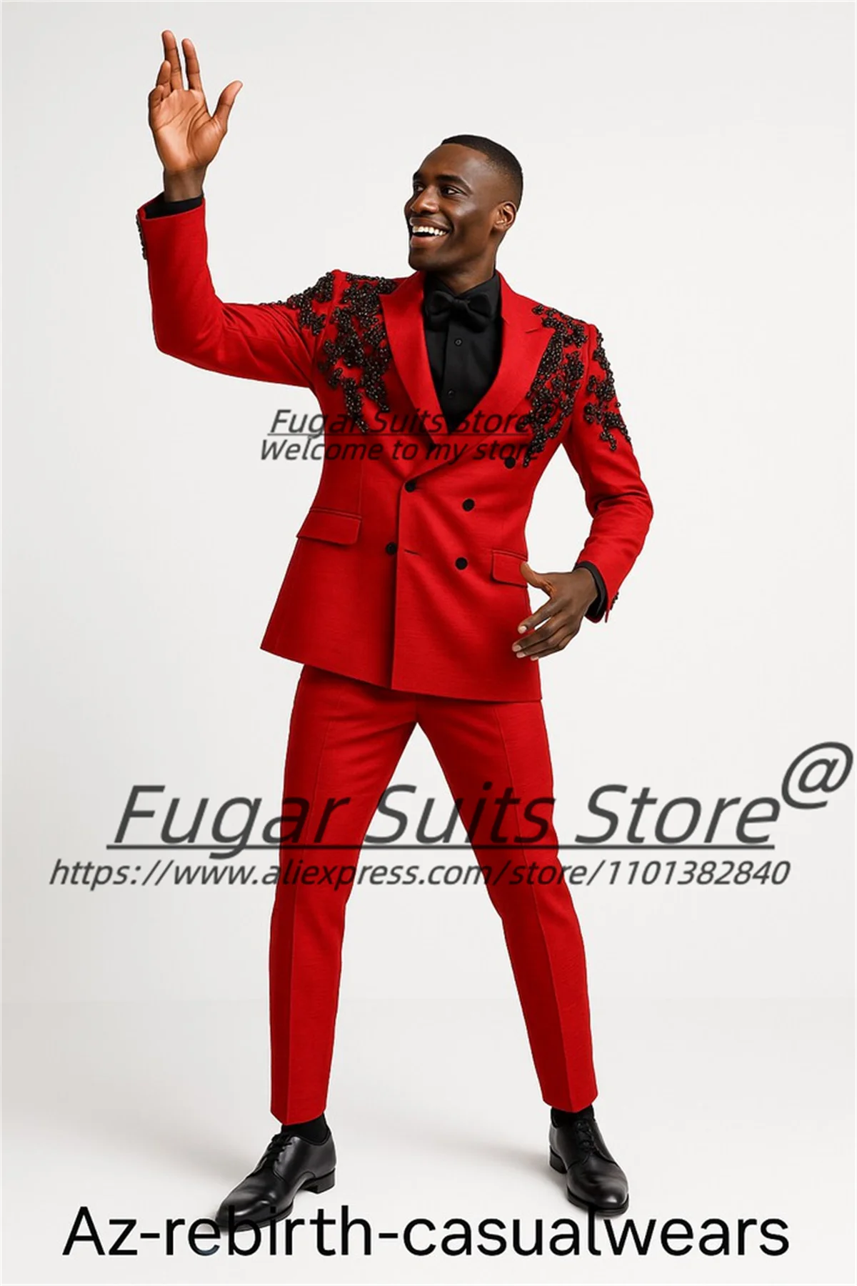 

Luxuly Embroidered Male Prom Blazers Customized Slim Fit Peak Lapel Groom Wedding Tuxedos 2 Pieces Sets Business Costume Homme