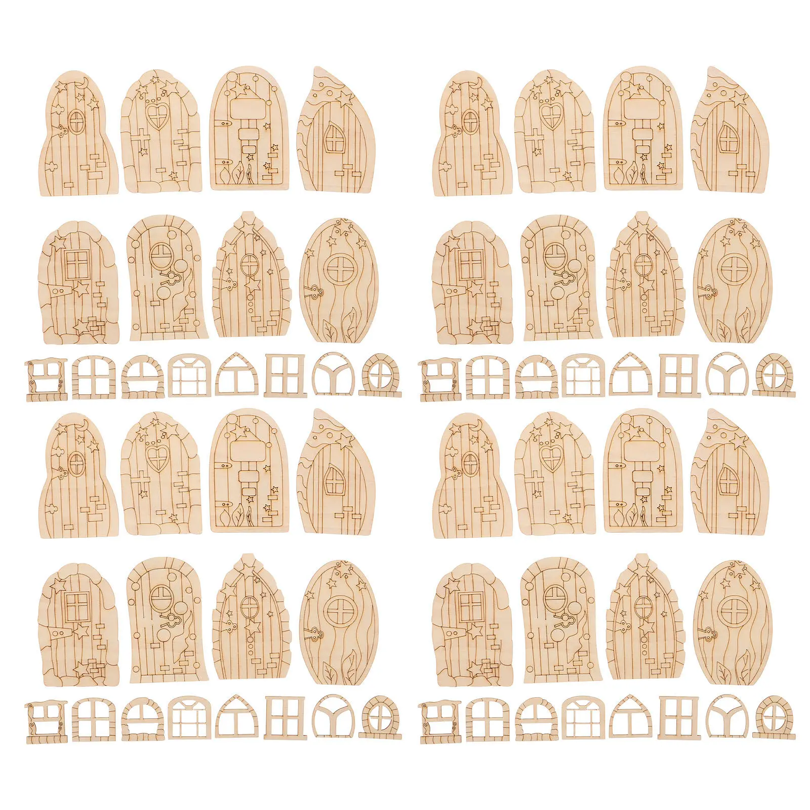 

Набор из 96 миниатюрных дверочек для фей, неокрашенные деревянные заготовки для поделок своими руками, для деревьев, стен, сказочных садов, росписи и декора, причудливые