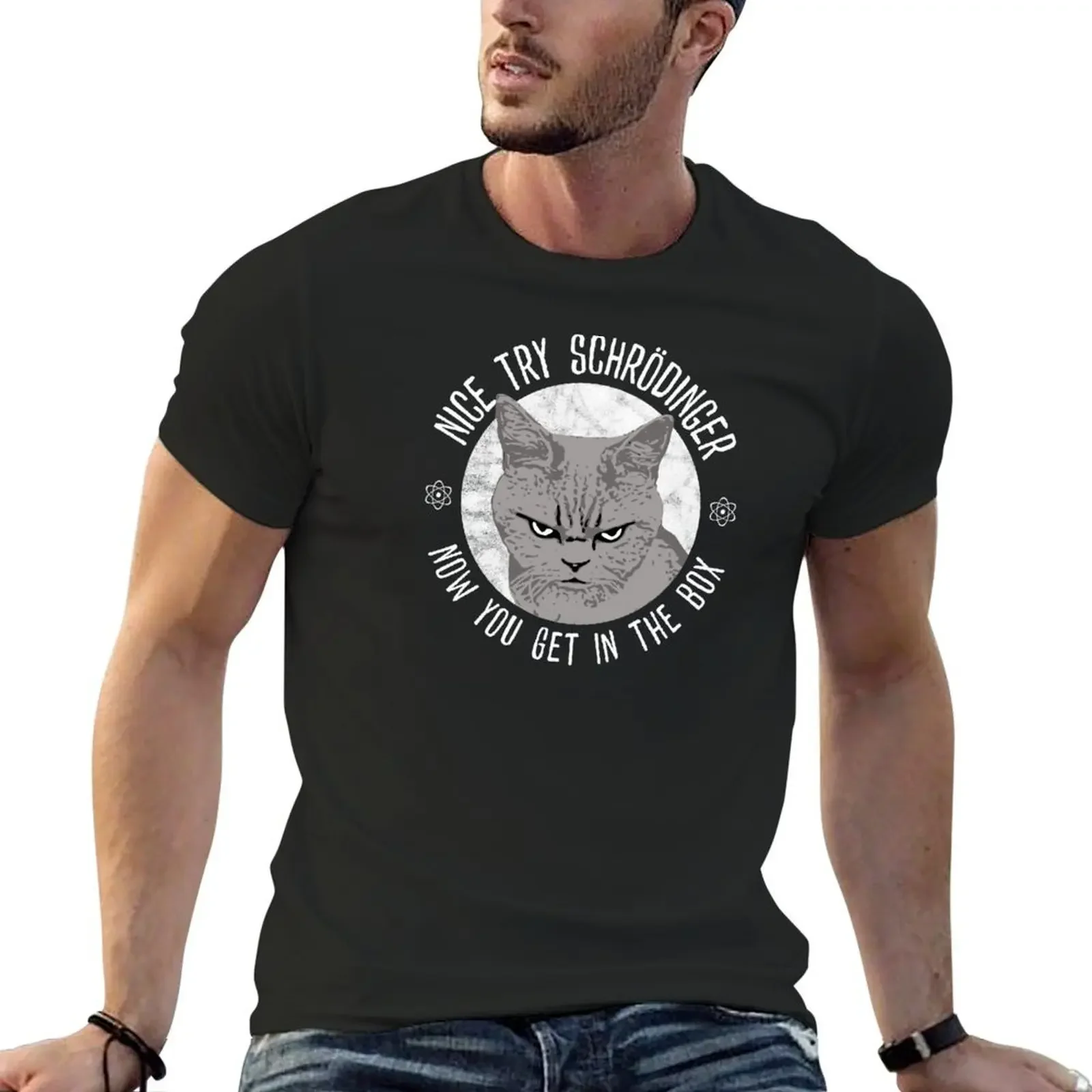 Nice Try Schrodinger, Schrodinger's Cat, Funny Quantum Physics T-Shirt rapper graphic tees mens graphic t-shirts anime