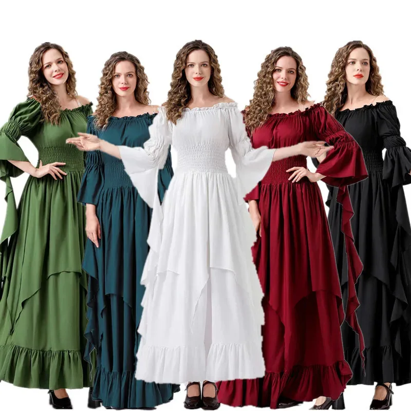 

♥ Новинка 2023 года, женское средневековое викторианское платье эпохи Возрождения с расклешенными рукавами, готическое платье принцессы, карнавальное бальное платье, вечерние, косплей ★ ☆ ly99