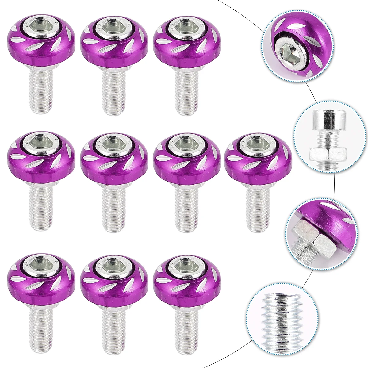 20 Pcs Motorcycle Electric Vehicle Moped Decorative Screws Car Modified Parts Motorbike License Plate Aluminum Bolts for number