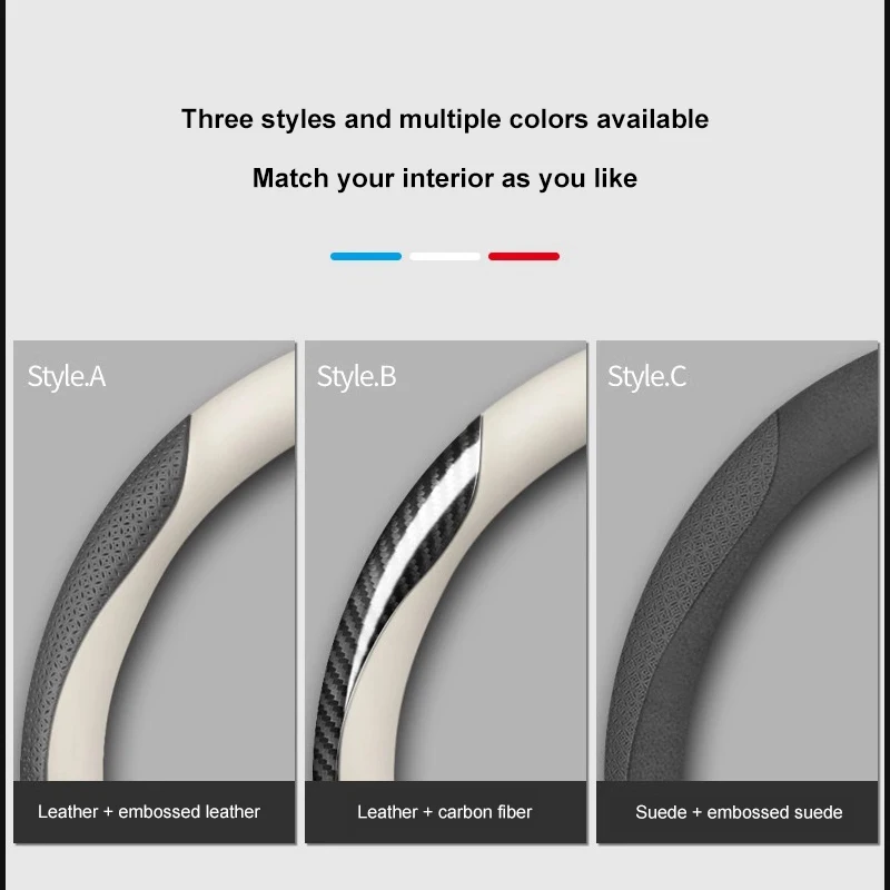 D Shape Car Steering Wheel Cover For Ford Focus mk2 mk3 Fiesta mk7 Ranger Mondeo mk4 S-MAX Kuga Mustang Ranger Explorer Escape