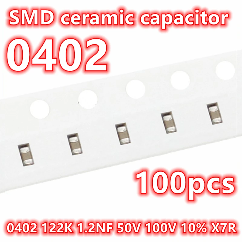 Condensador cerámico Original IC 100, 0402 K, 1.2NF, 50V, 122 V, 100, X7R, SMD, 10%, 1005 piezas