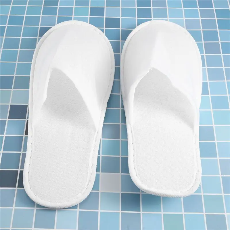 A38T-20 Pairs Closed Toe Disposable Slippers Women Men Ultra-Thin Brushed Plush Non-Slip Disposable Slippers For Hotel Home