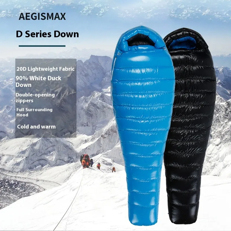 AEGISMAX D Series Mummy Белый спальный мешок на утином пуху 15D Сверхлегкий 650FP Утолщенный теплый водонепроницаемый спальный мешок для кемпинга на открытом воздухе