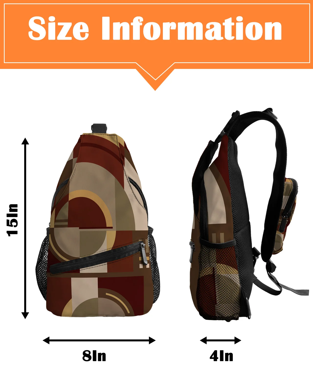 Line Color Block Overlay Brown Chest Bags per donna uomo borse a tracolla impermeabili borsa a tracolla monospalla sportiva da viaggio femminile