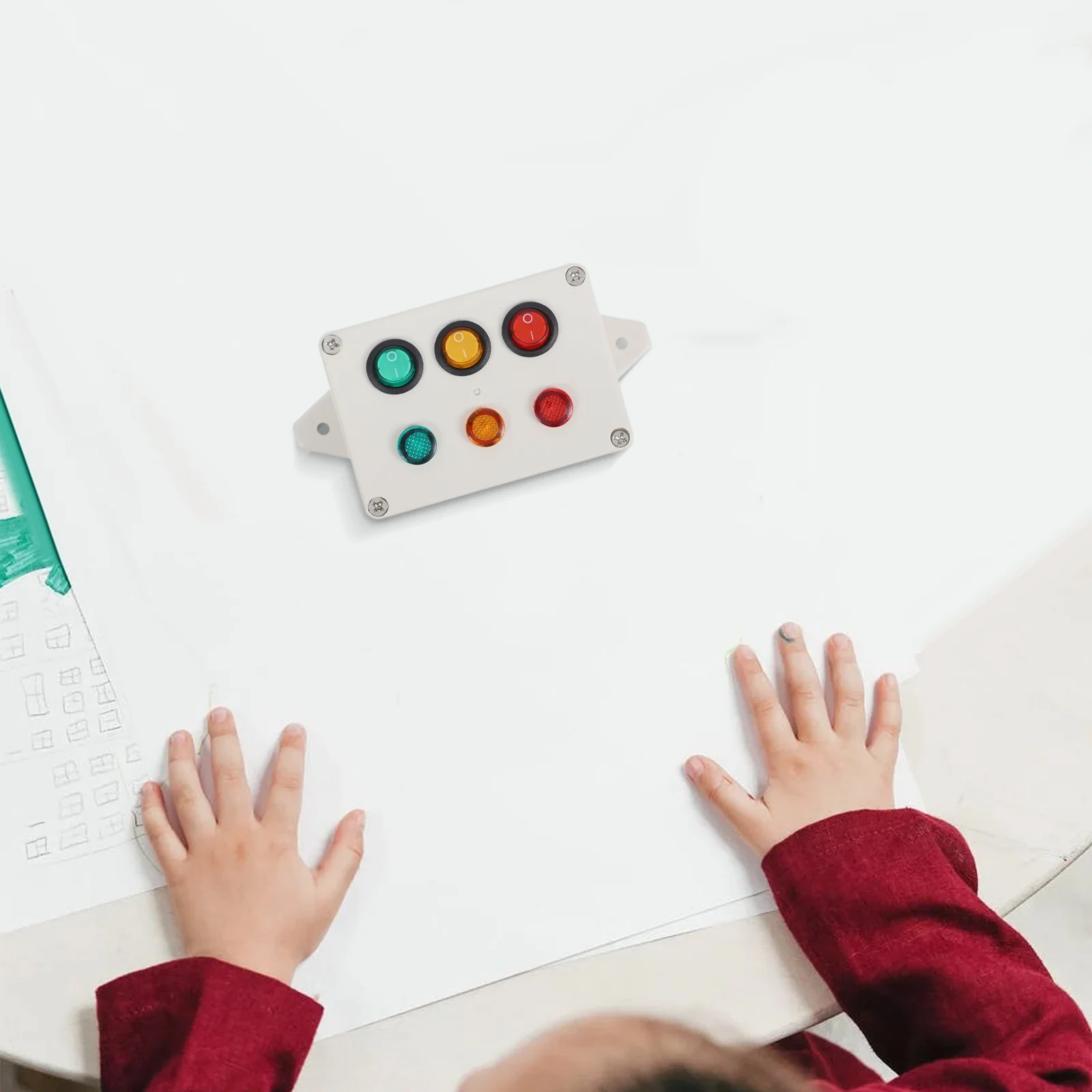 Toddmomy 1 Zestaw Tablicy Manipulacyjnej LED dla Maluchów Interaktywna Zabawka Montessori Trójkolorowa Lampka Drogowa Gra Wczesnoedukacyjna Rozwijająca Koordynację