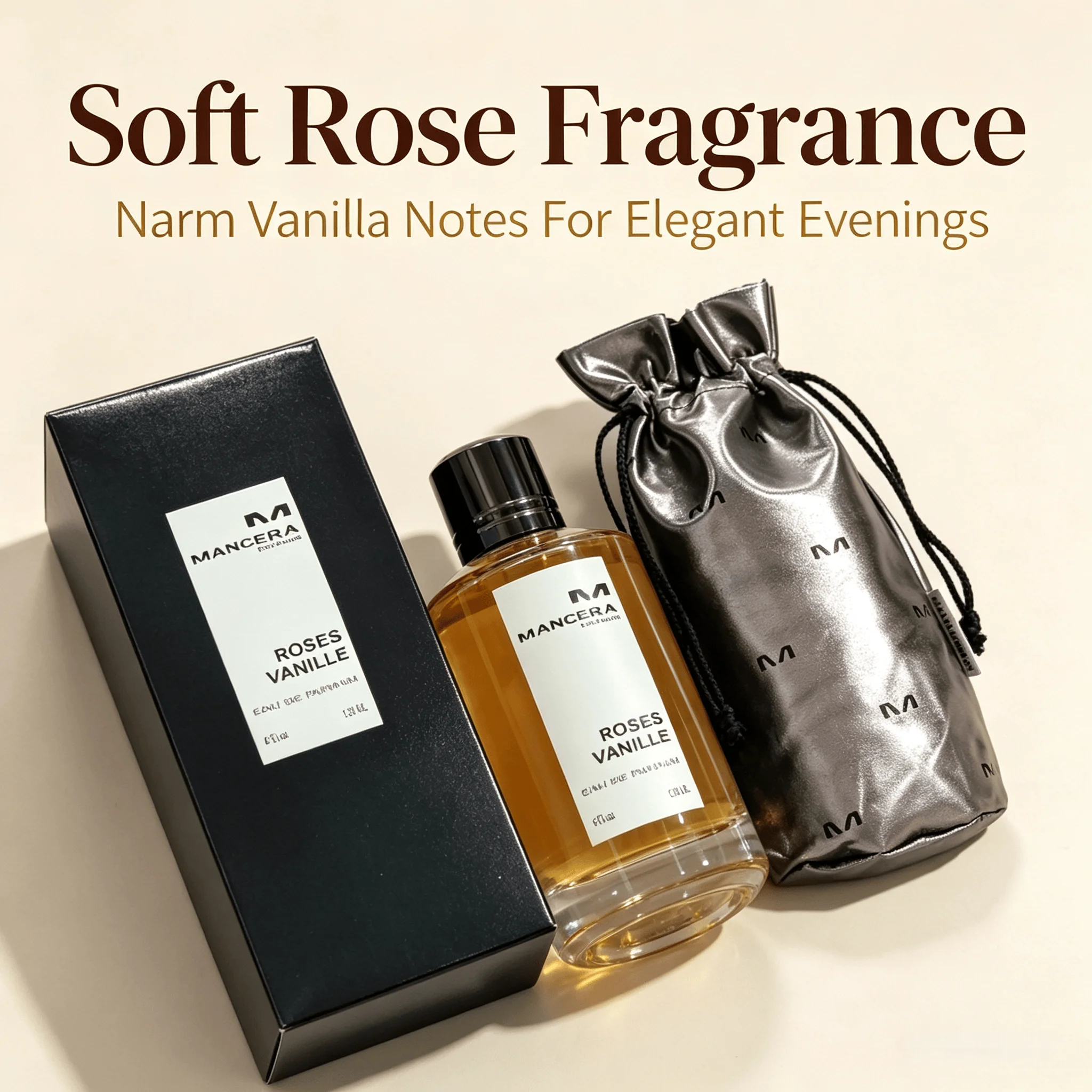 Mancera Roses Vanille 120ml Eau de Parfum Contains vanilla, white musk, patchouli, gentle and mature creamy rose fragrance, long-lasting fragrance, suitable for dinners, dates, commuting, gift box packaging suitable for anniversaries and birthdays view 4