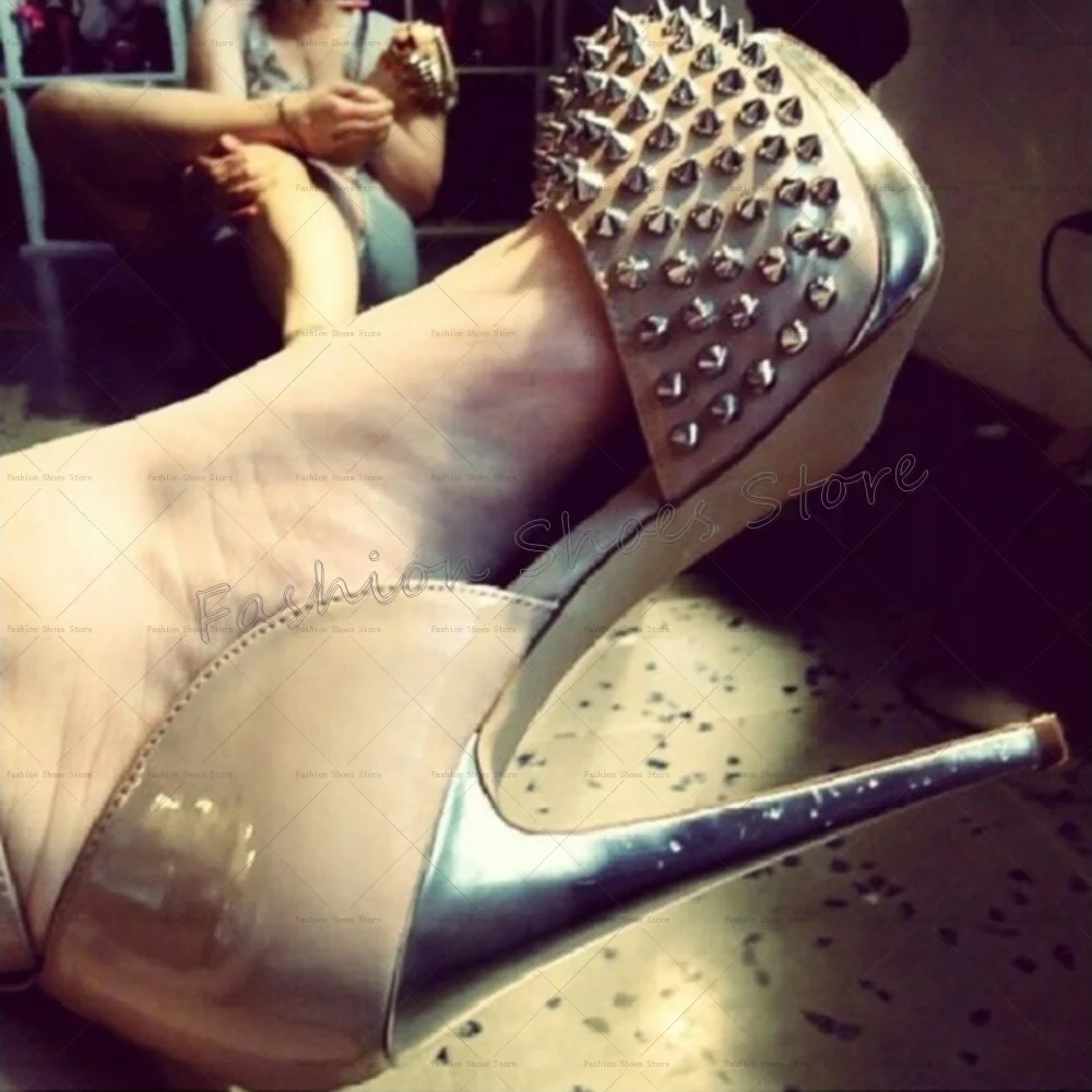 Босоножки телесного цвета с заклепками и декором на щиколотке, босоножки на платформе, туфли на высоком каблуке на высоком каблуке для женщин, новинка 2025, Zapatos Para Mujere