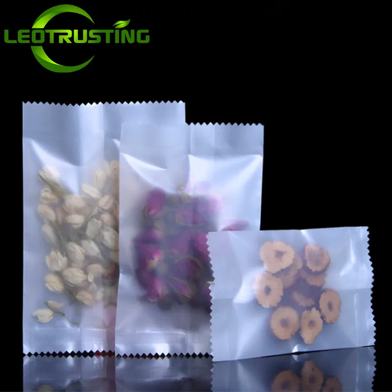 100pcs Open Top Frosted Plastic Bag Heat Sealing Bakery Chocolate Biscuit Candy Fruit Slice Tea Trial Test Packaging Pouches