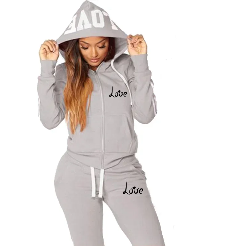 2025 Autumn Winter Fashion Women LOVE Letter Print Tracksuits Sets Sports Wear Jogging Suits Hoodies+Sweatpants Sweat Suits