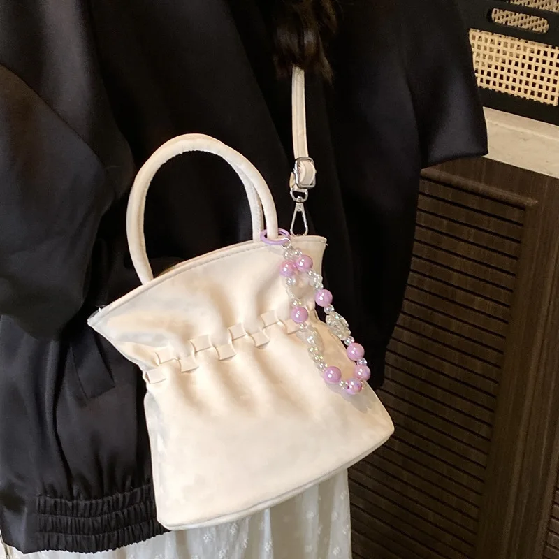 

2025 Wrinkled Bucket Bag - Women's Fashion Shoulder Purse, Unique Crinkled Crossbody Handbag for Outings