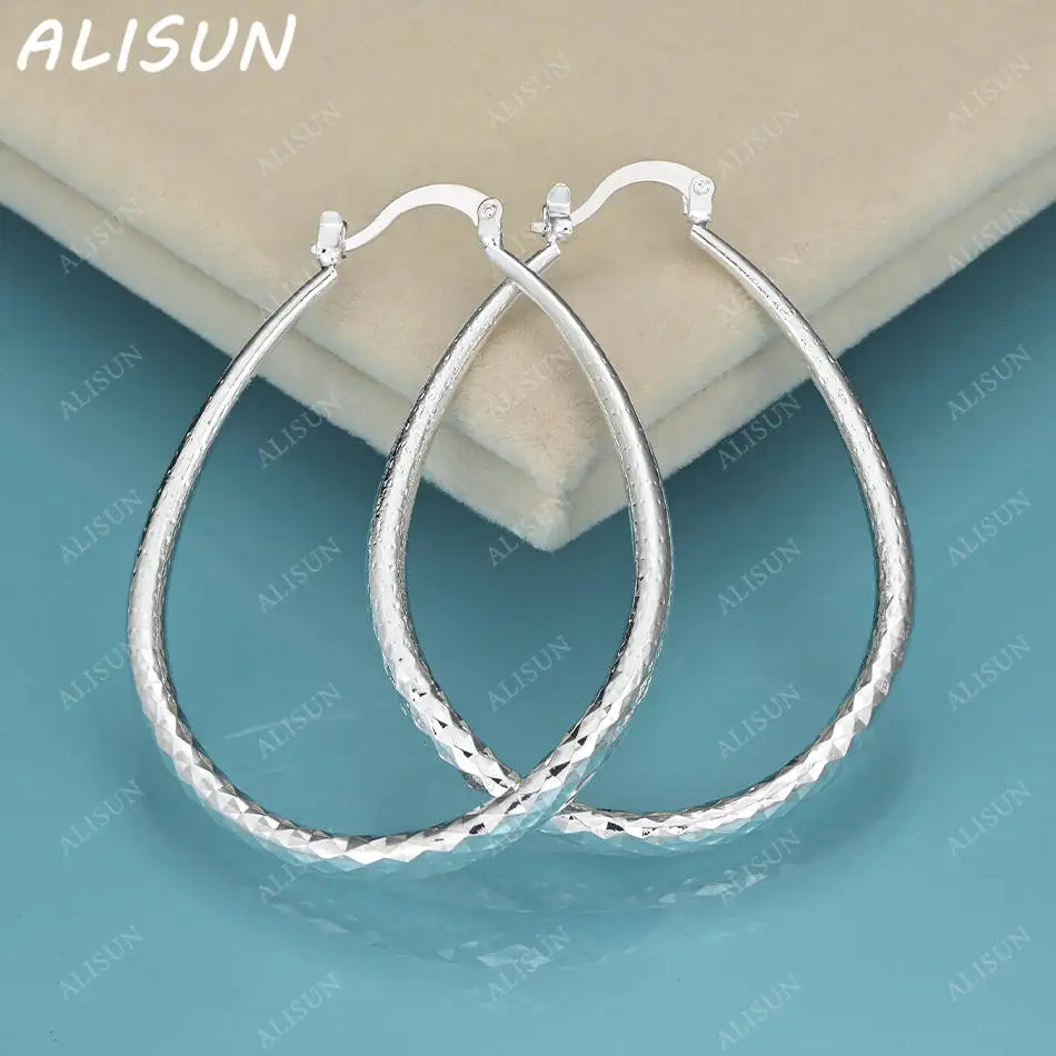 

ALISUN 925 Sterling Silver Water Drop Hoop Earrings Fashion Jewelry Charm Grace Wedding Engagement Accessories