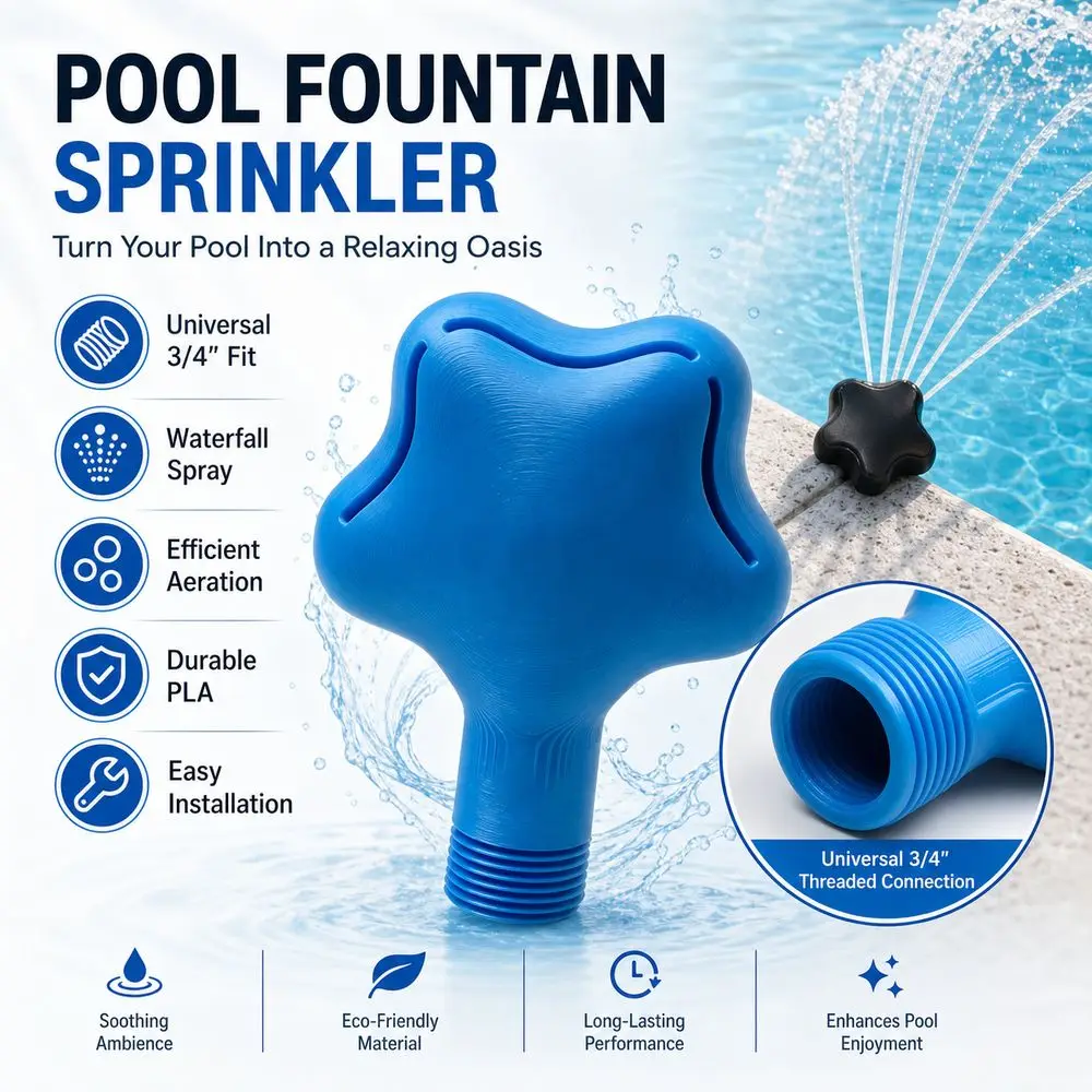 3/4 Inch Threaded Connection Pool Fountain Sprinkler Universal Fit Design Star-shaped Pool Aeration Nozzle