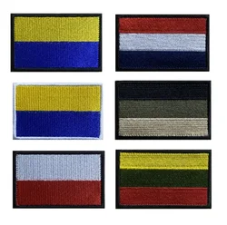 Color Stripes National Flag Embroidery Hook Loop Patch Ukrainian Coat of Arms Lithuania Holland Poland Flags Patch Black Bordure