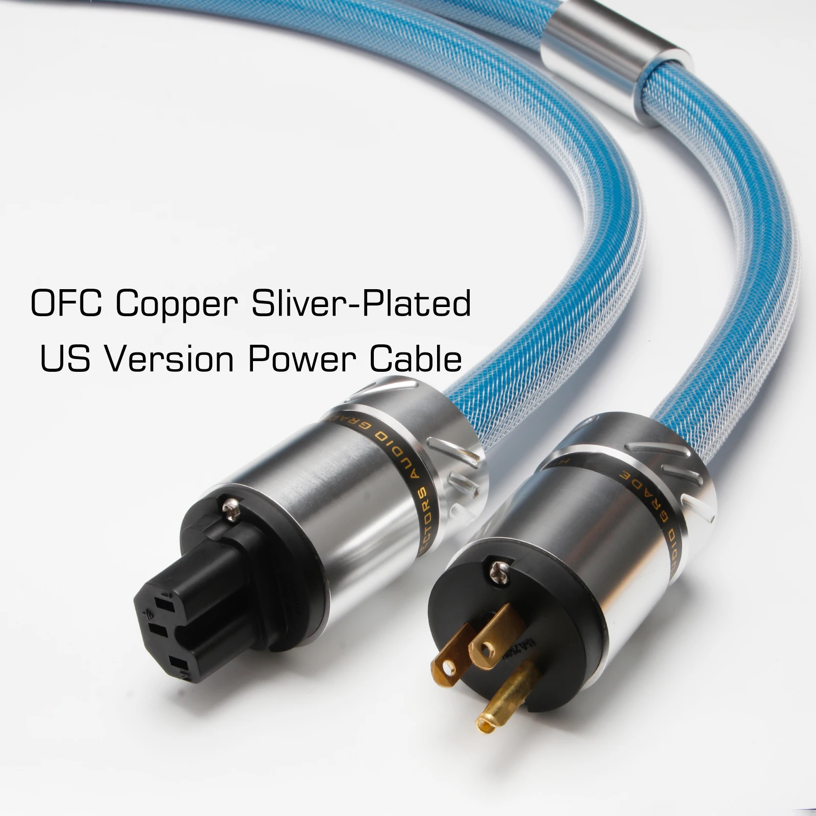 Hifi Preffair AC-Stromkabel, versilbert, 12AWG, vergoldeter EU/US/AU-Netzstecker, Schuko-Stromkabel – Detail 2