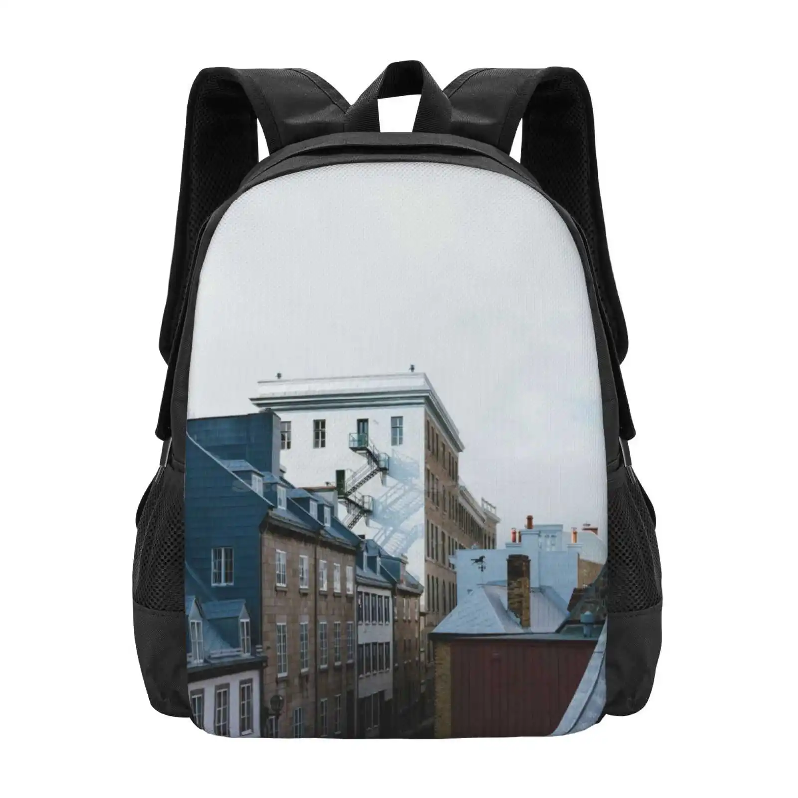 One November Morning In Quebec Hot Sale Backpack Fashion Bags Rooftops Old Historic Quebec Canada Valerie Rosen Travel