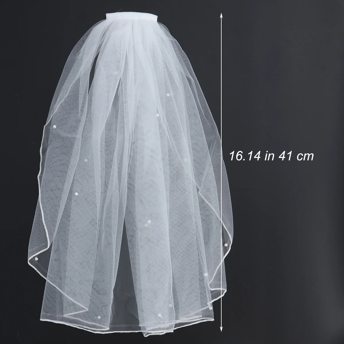 

Short Wedding Veil Bridal Tulle Veil Pearl Comb Ivory Length For Bride Photography Party Bridal Veils