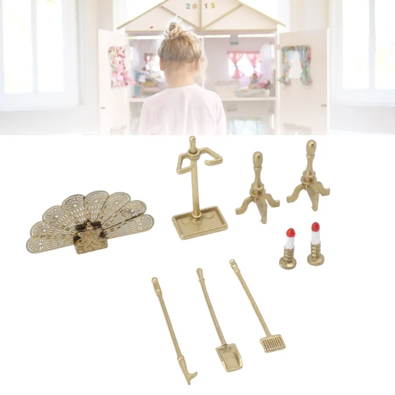 인형의 집 벽난로 액세서리 세트 장식용 인형의 집 미니어처 가구 액세서리 1/12 인형의 집 장식용