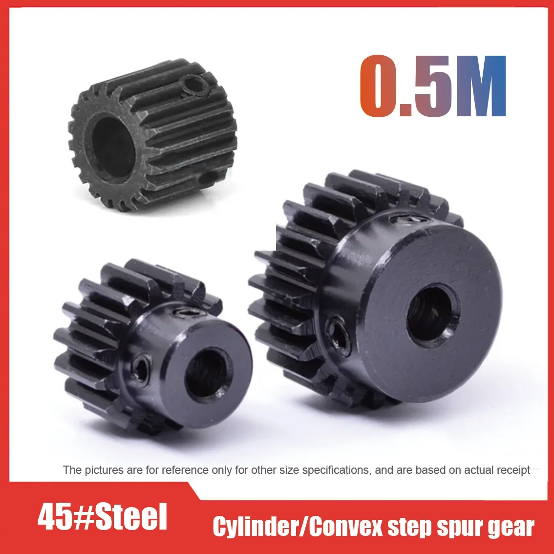1Pcs 45# Steel 0.5 Module Spur Gear 20T/40T Convex Boss Pinion Gear 45 Steel Industrial Motor Gear Rack Robot Model Accessories