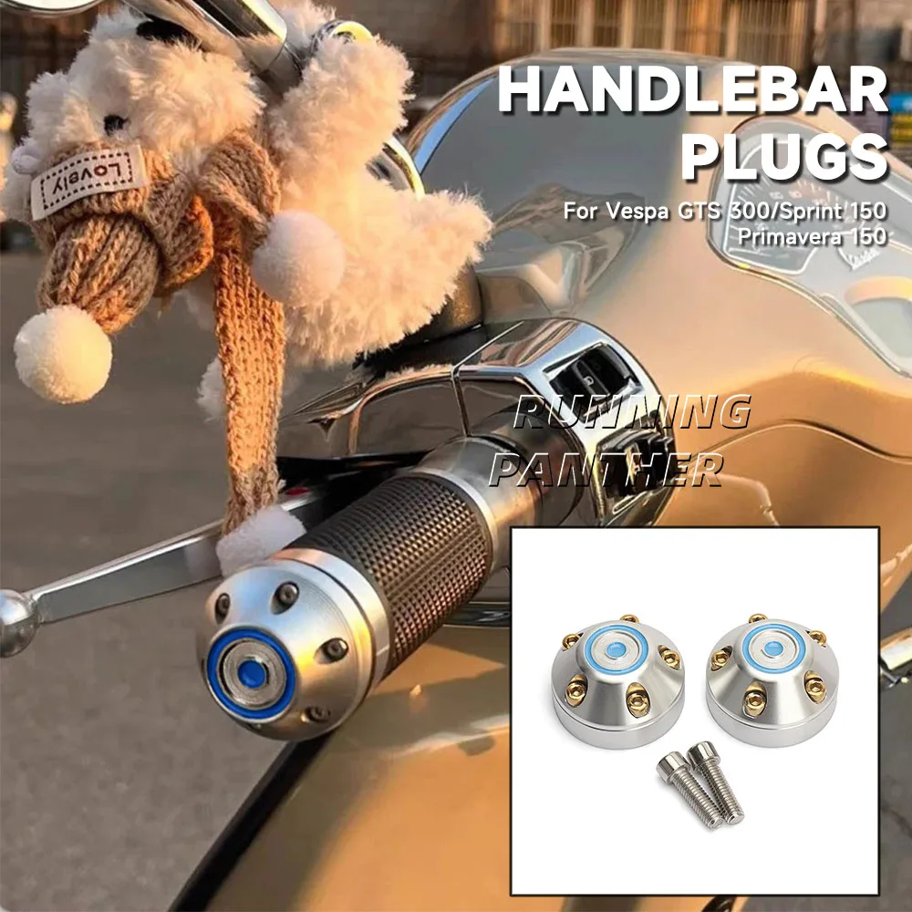 

New Motorcycle Bar End Cap Handlebar Grip Plugs Aluminum For Vespa Primavera PRIMAVERA 150 SPRINT Sprint 150 GTS300 GTS 300