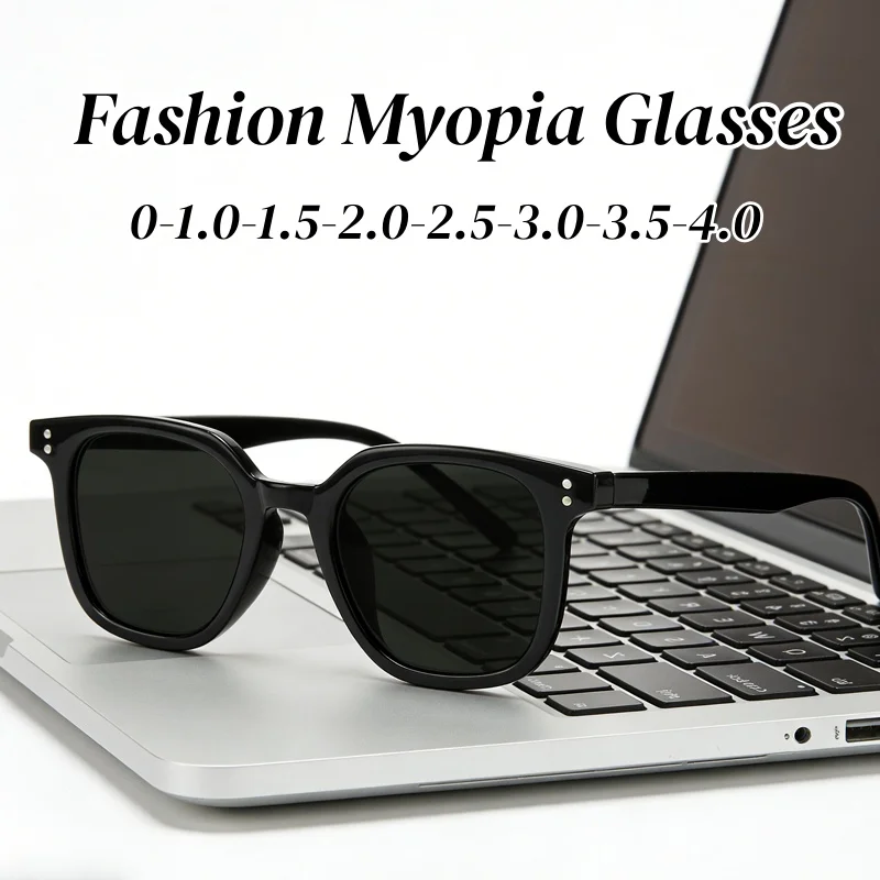 

New Trend Outdoor Finished Myopia Glasses for Men Vintage Retro Square Frame Sunglasses Outdoor Anti-UV Minus Diopter Glasses