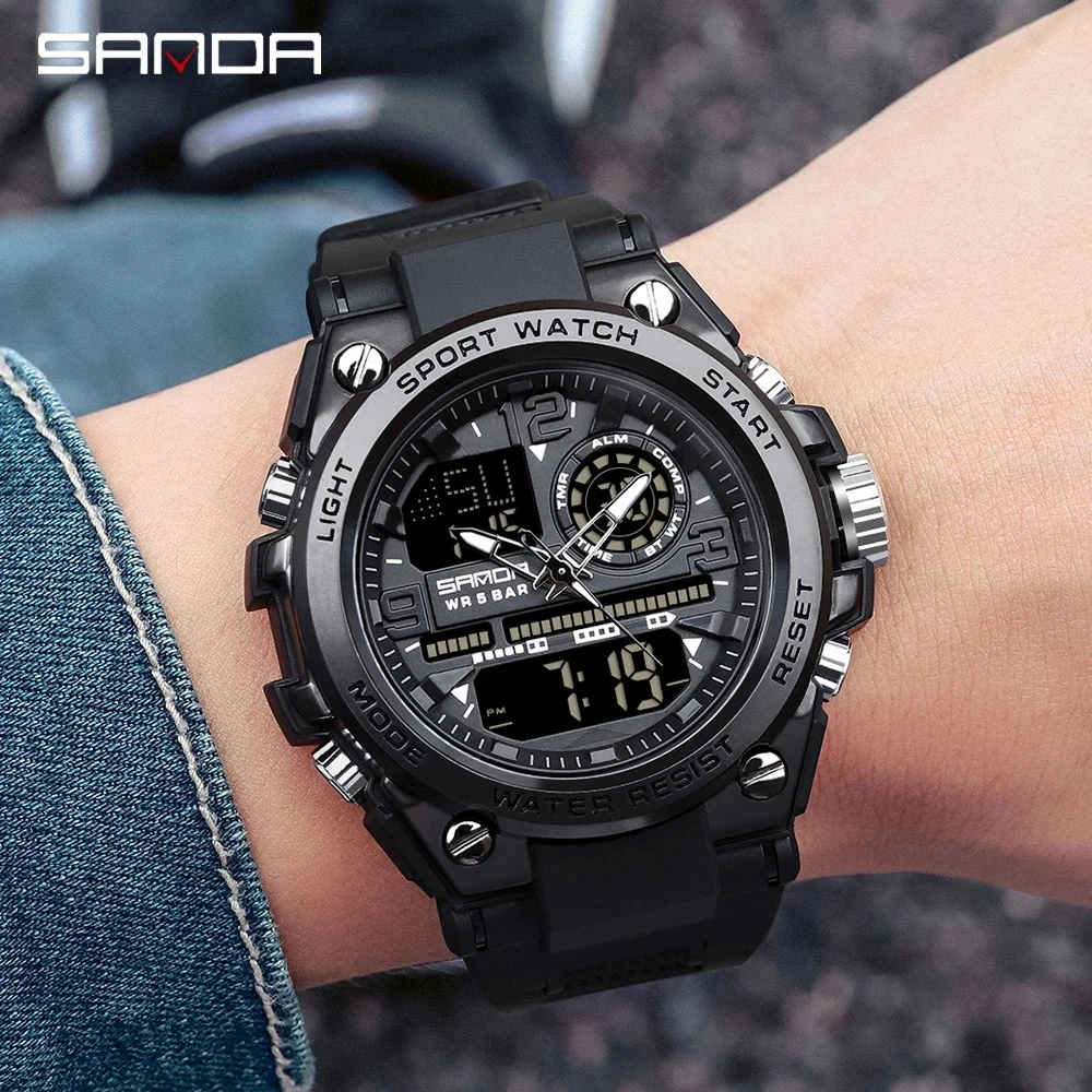 SANDA 6024 2023 Top Brand Men\'s Watches 5ATM Waterproof Sport Military Wristwatch Quartz Watch for Men Clock Relogio Masculino