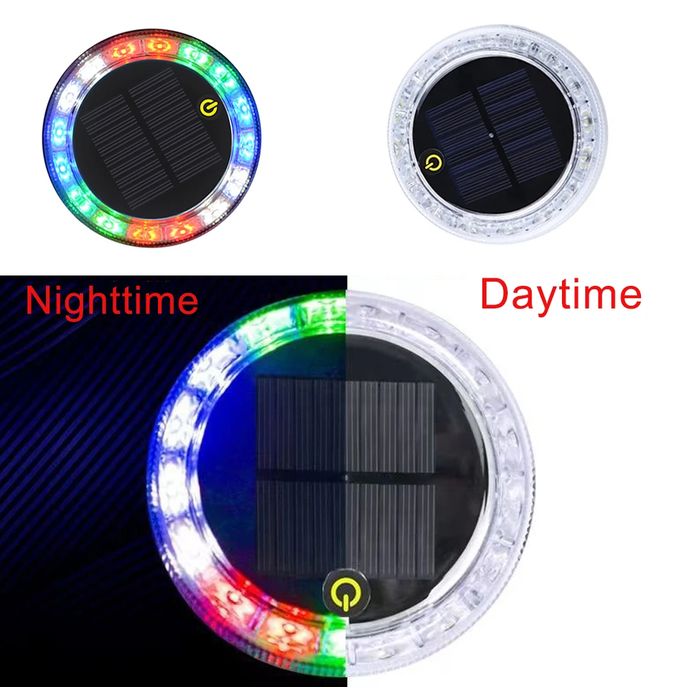 1/2pcs 3.7 V DC Touch Solar LED Warning Lamp LED Strobe Warning Flashing Solar Charging RGB LED Light Tail Light Flashing Lamp