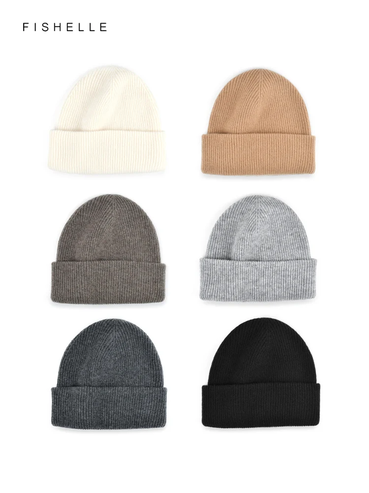 Simple Solid Color Double Layer Thickened Wool Hat Women\'s Winter Warm Knitted Hats Men\'s Beanie Caps For Men Luxury Gifts