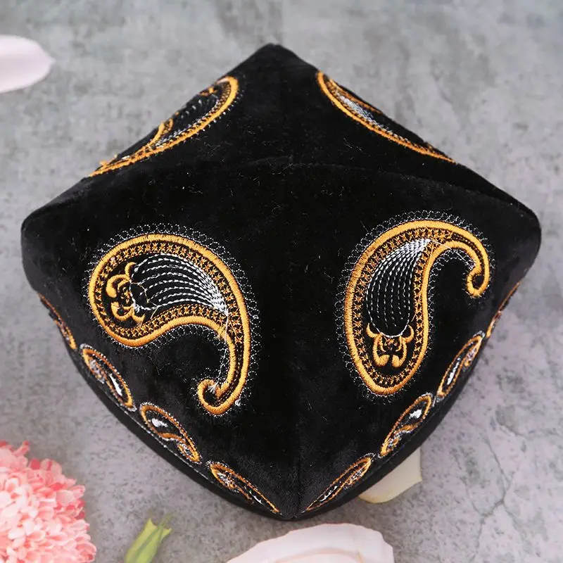 Freeshipping Muslim Caps For Men Square Dance Hat Manual Embroidered Printing National Cap Prayer Kufi Islamic Hijab National